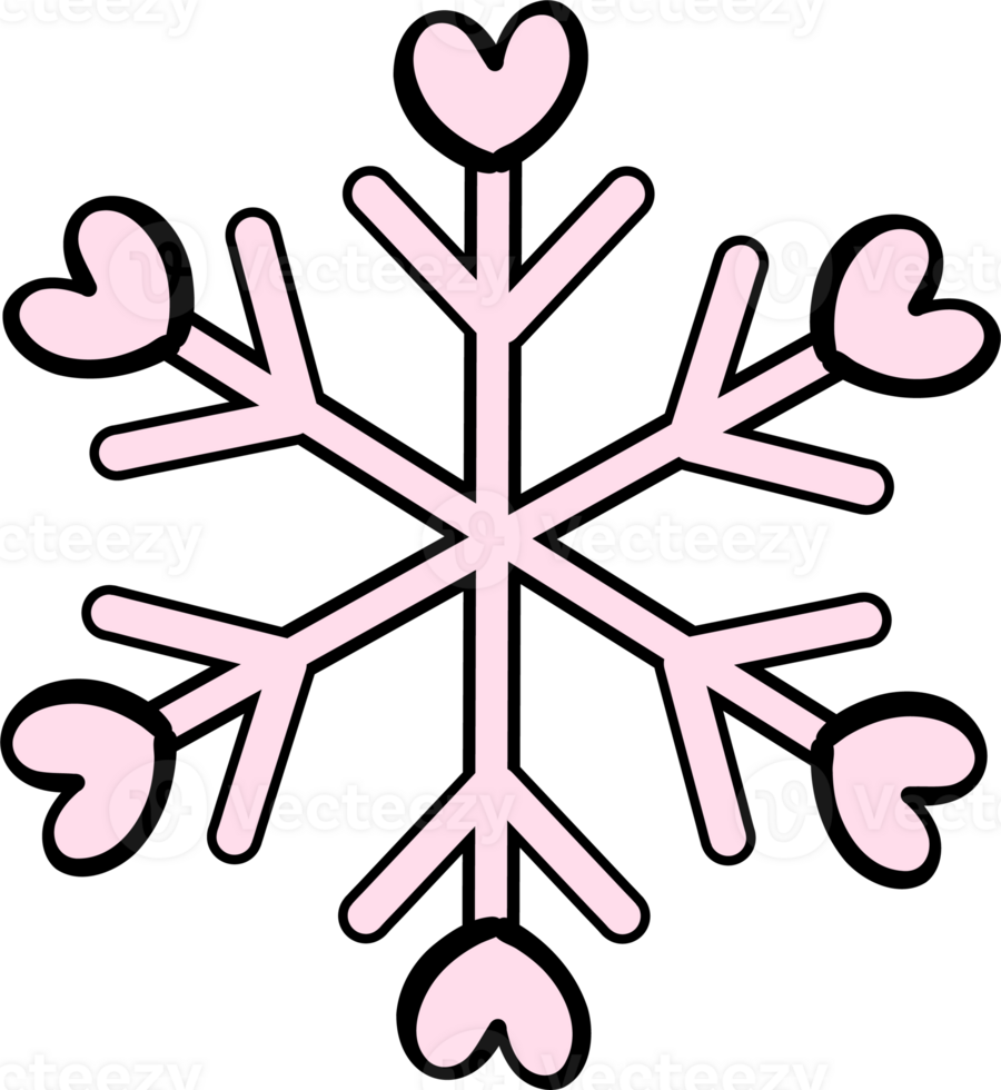 Preppy Coquette Christmas Pink Snowflake heart shape doodle lined pastel png