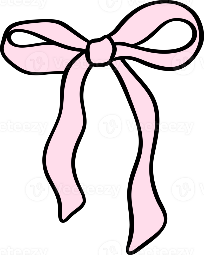 Preppy Coquette Bow Ribbon doodle lined pastel png