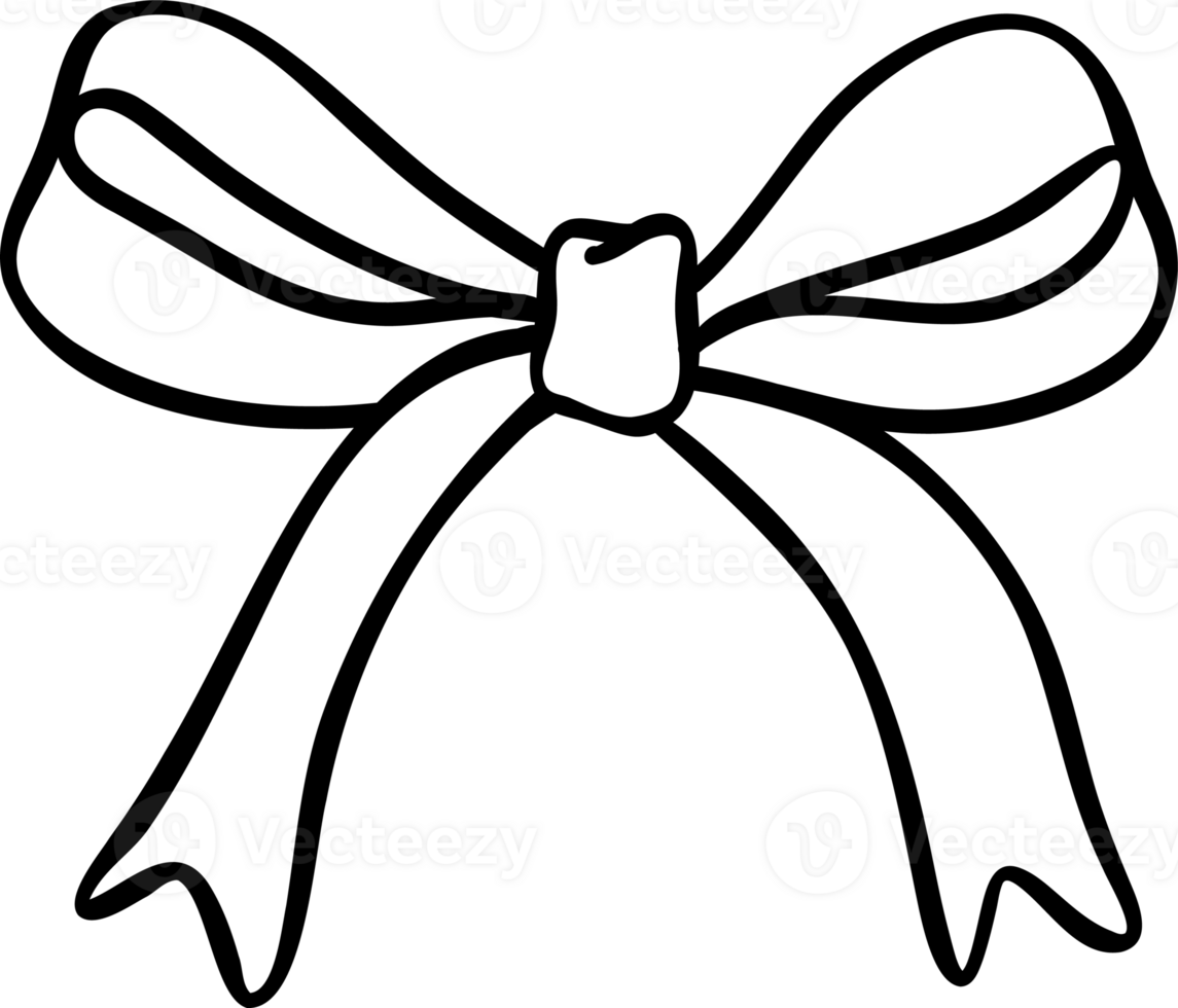 Groovy Retro Christmas ribbon bow doodle coloring image png
