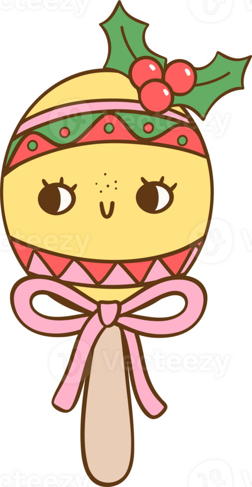 Retro Mexican Christmas Maracas Doodle Cartoon character png