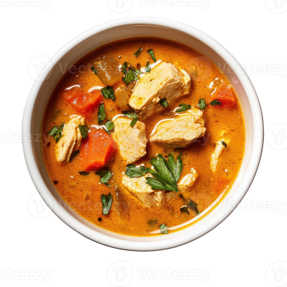 Mulligatawny Soup in White Ceramic Bowl for Culinary Delights on transparent background png