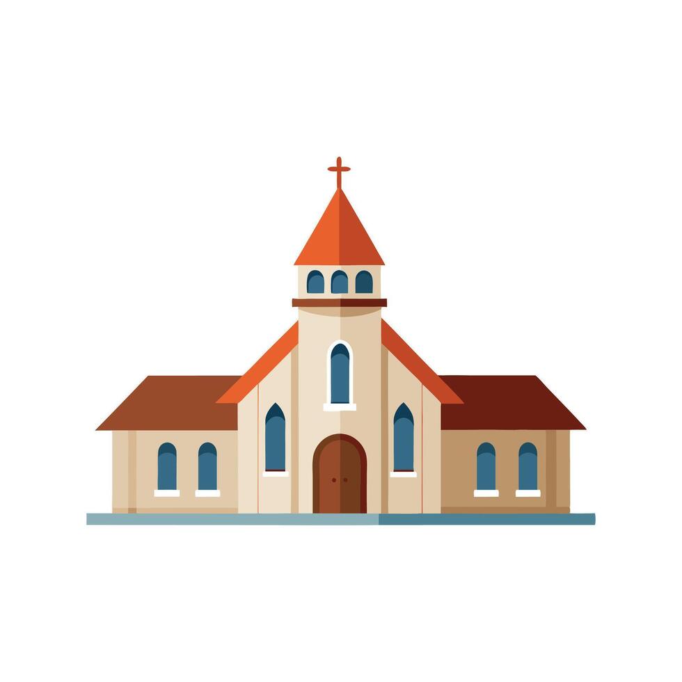 Church house isolated flat illustration on white background vector