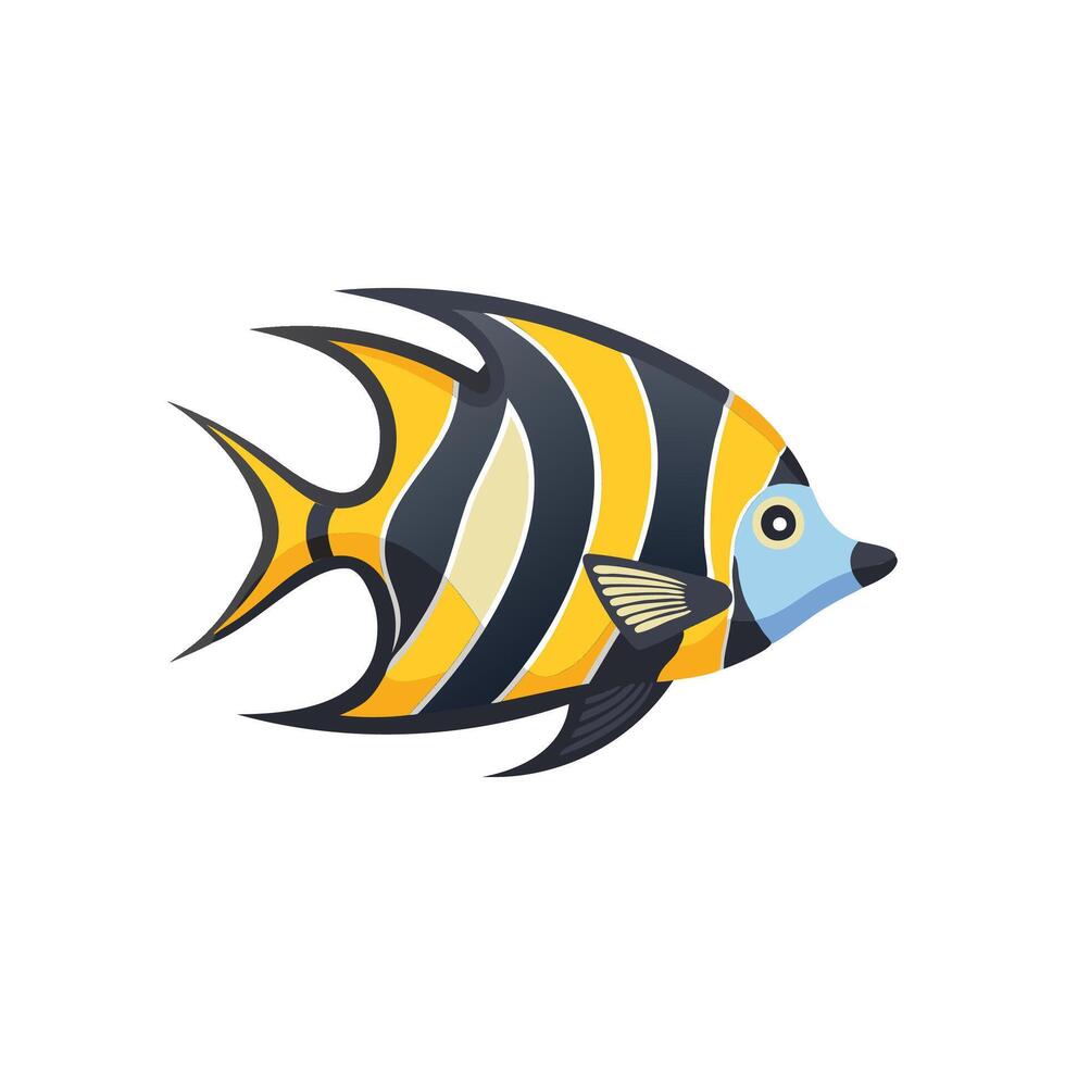 Angelfish fish isolated flat illustration on white background vector