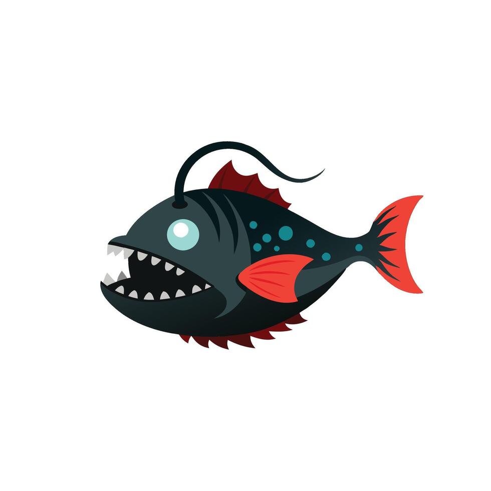 Angler fish isolated flat illustration on white background vector