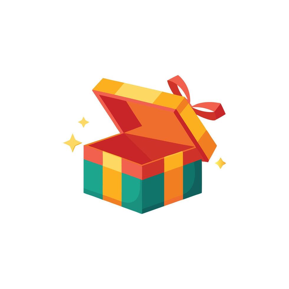 Open gift box isolated flat illustration on white background. vector