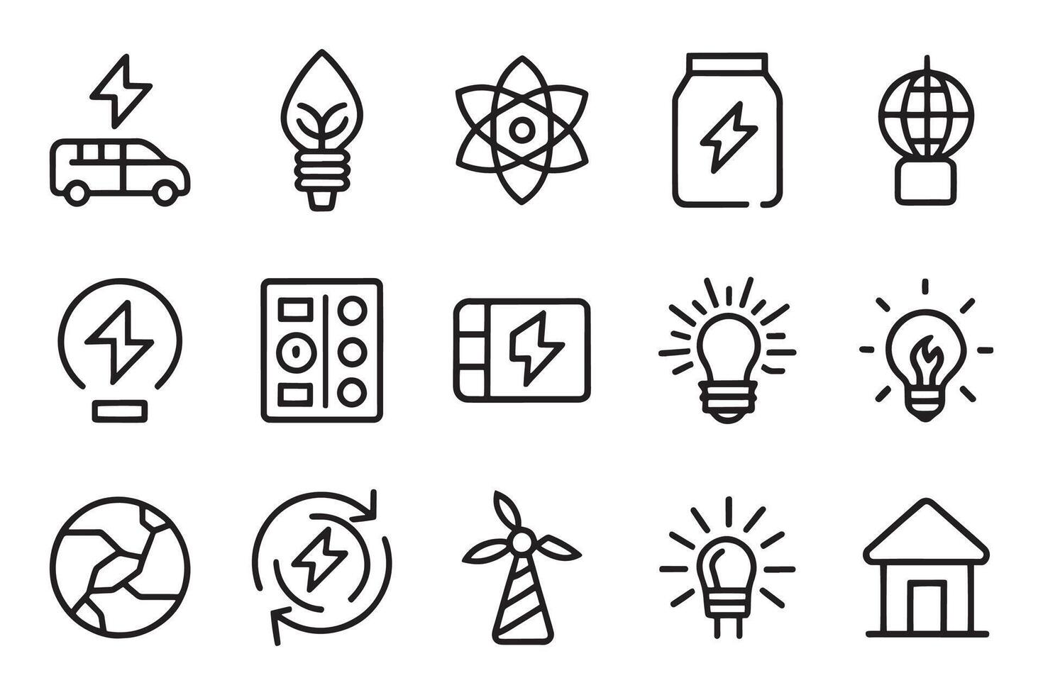Energy, nature, recycle, wind power, related editable icon set isolated flat illustration white background vector