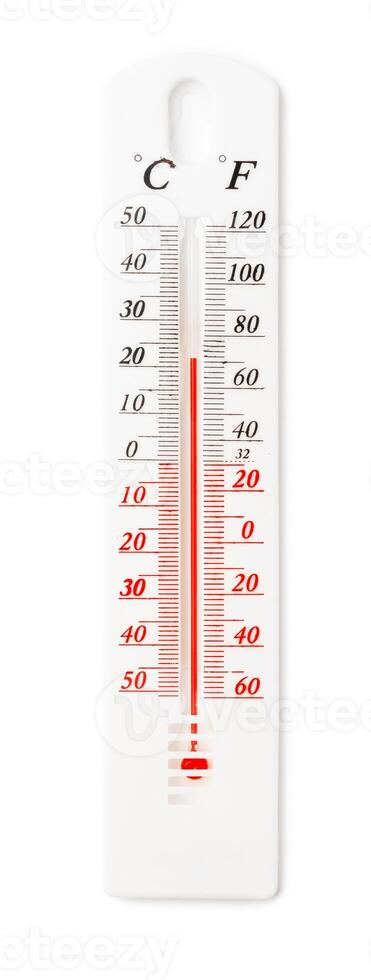 White Thermometer and Hygrometer Displaying Room Temperature and Humidity photo