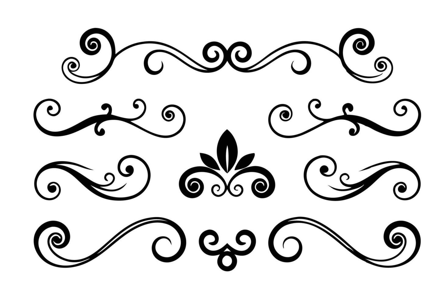 Swirls and scrolls featuring intricate floral designs flat illustration vector