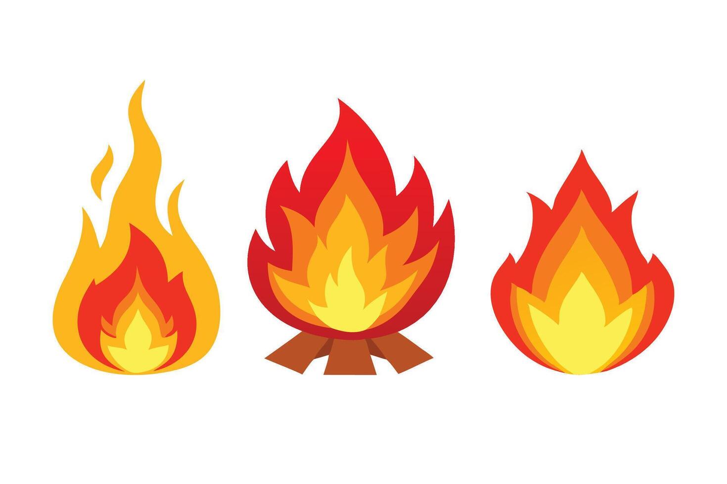 Fire set isolated flat illustration on white background vector