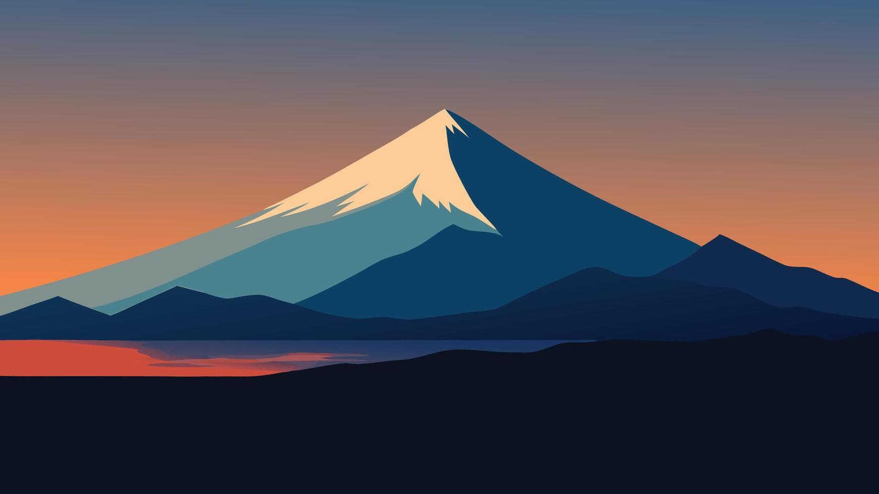 Mountain peak, showcasing the vast ocean stretching into the horizon below flat illustration vector