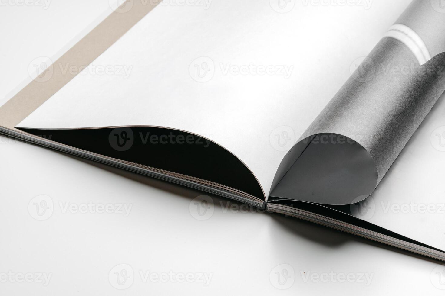 Magazine clean page mockup background concept close up photo