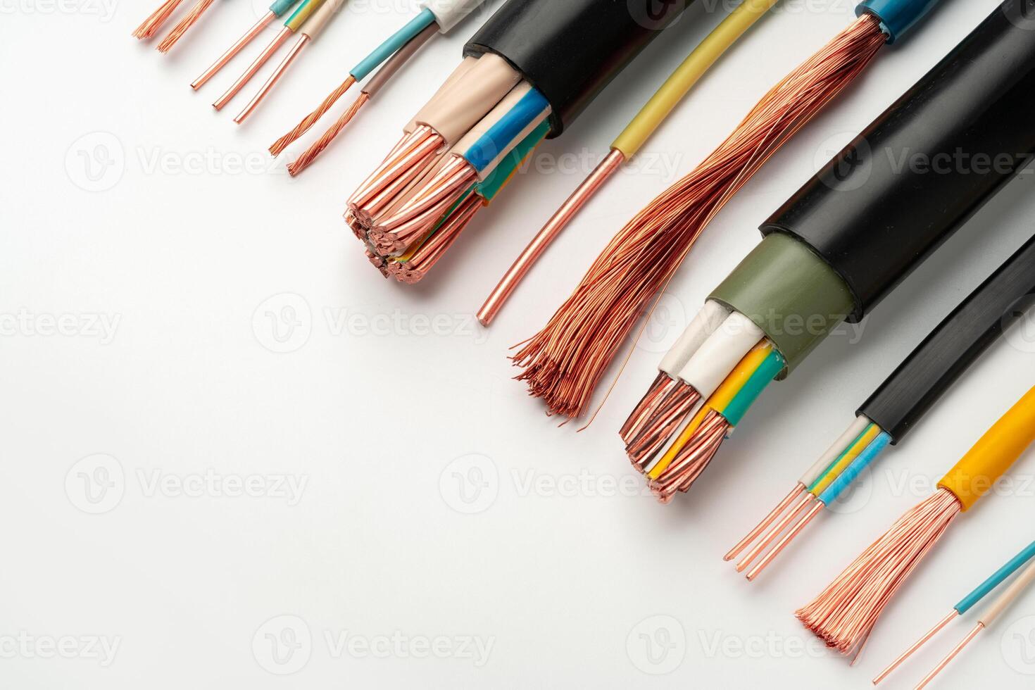 Multi-Colored Electrical Wires With Exposed Copper Strands photo