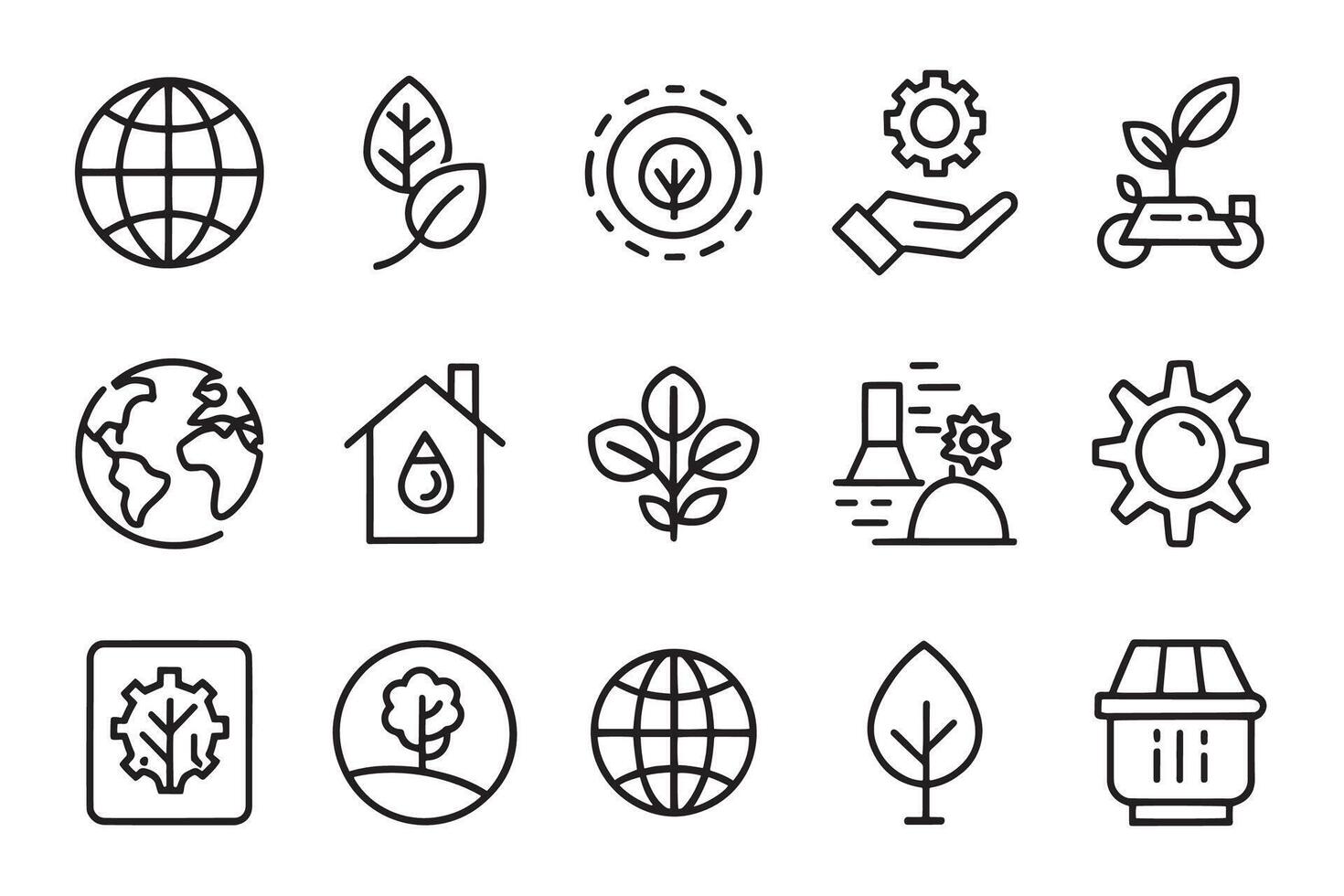 Ecology, environment, care of the planet, related editable icon set isolated flat illustration white background. vector