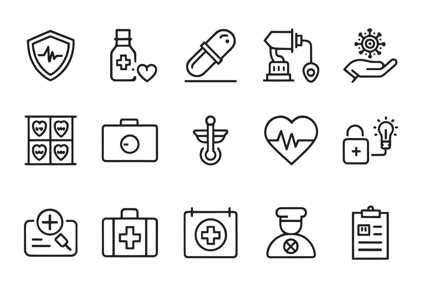 Healthcare medical. Medical care. Dermatology, gynecology, oncology, related editable icon set isolated flat illustration white background vector