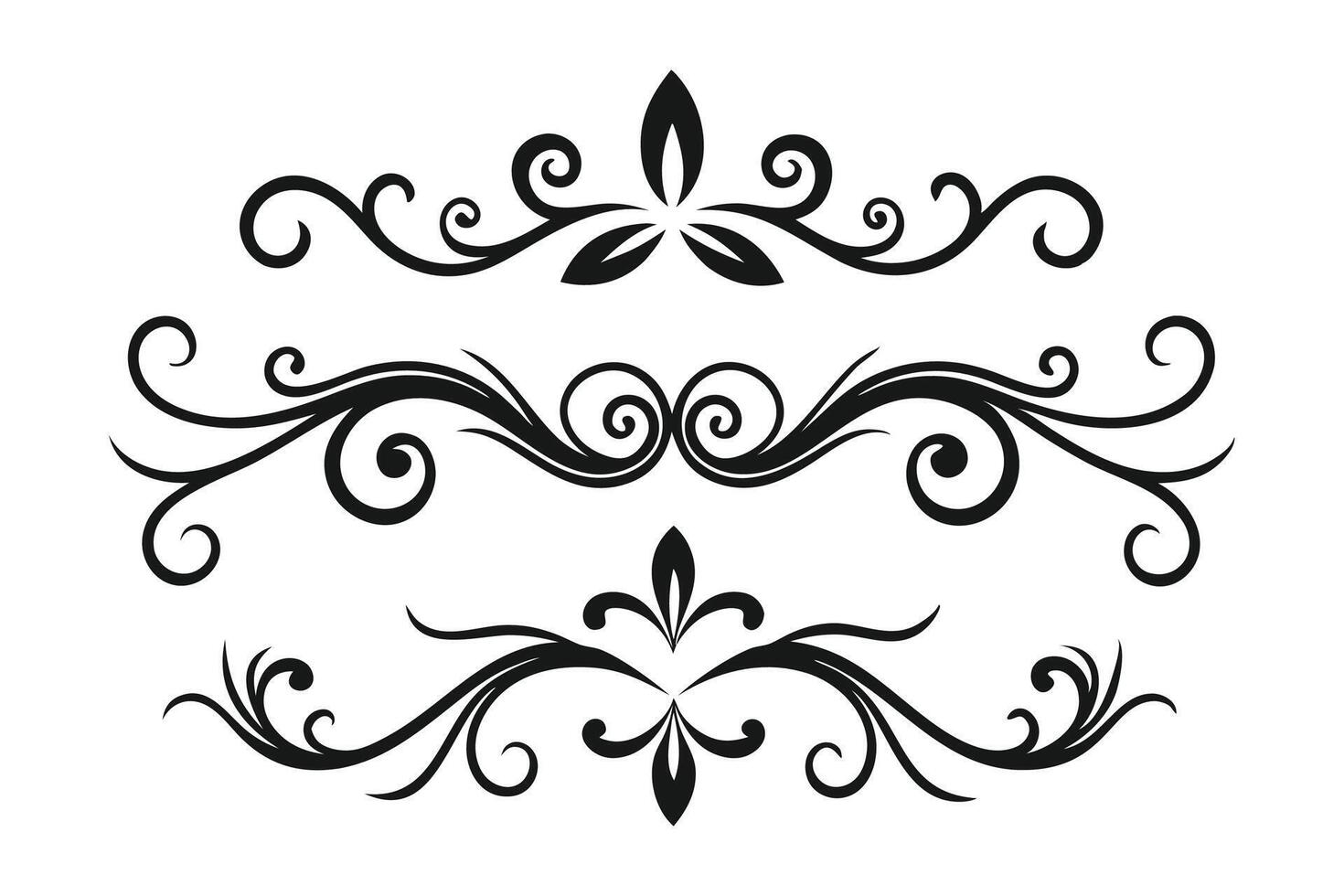 Decorative scroll design illustration featuring intricate patterns and elegant curves in a flat style. vector