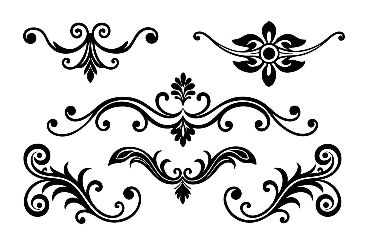 An assortment of black and white decorative elements, emphasizing unique designs suitable for creative projects. vector