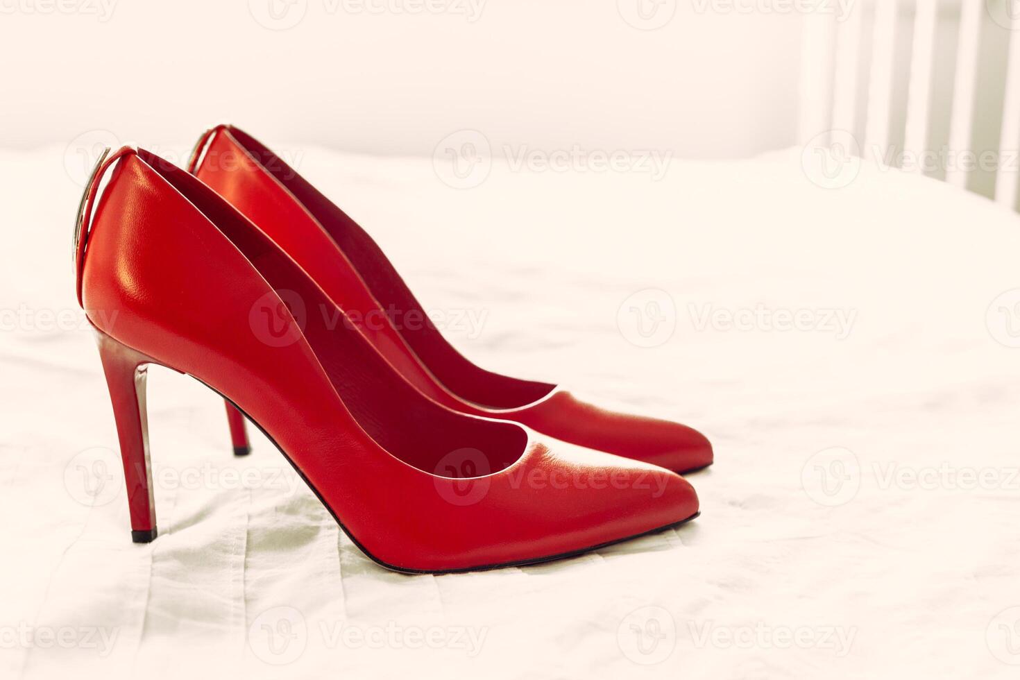 Red women shoes in room photo
