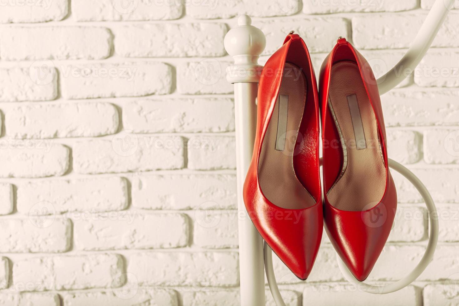 Red women shoes in room photo