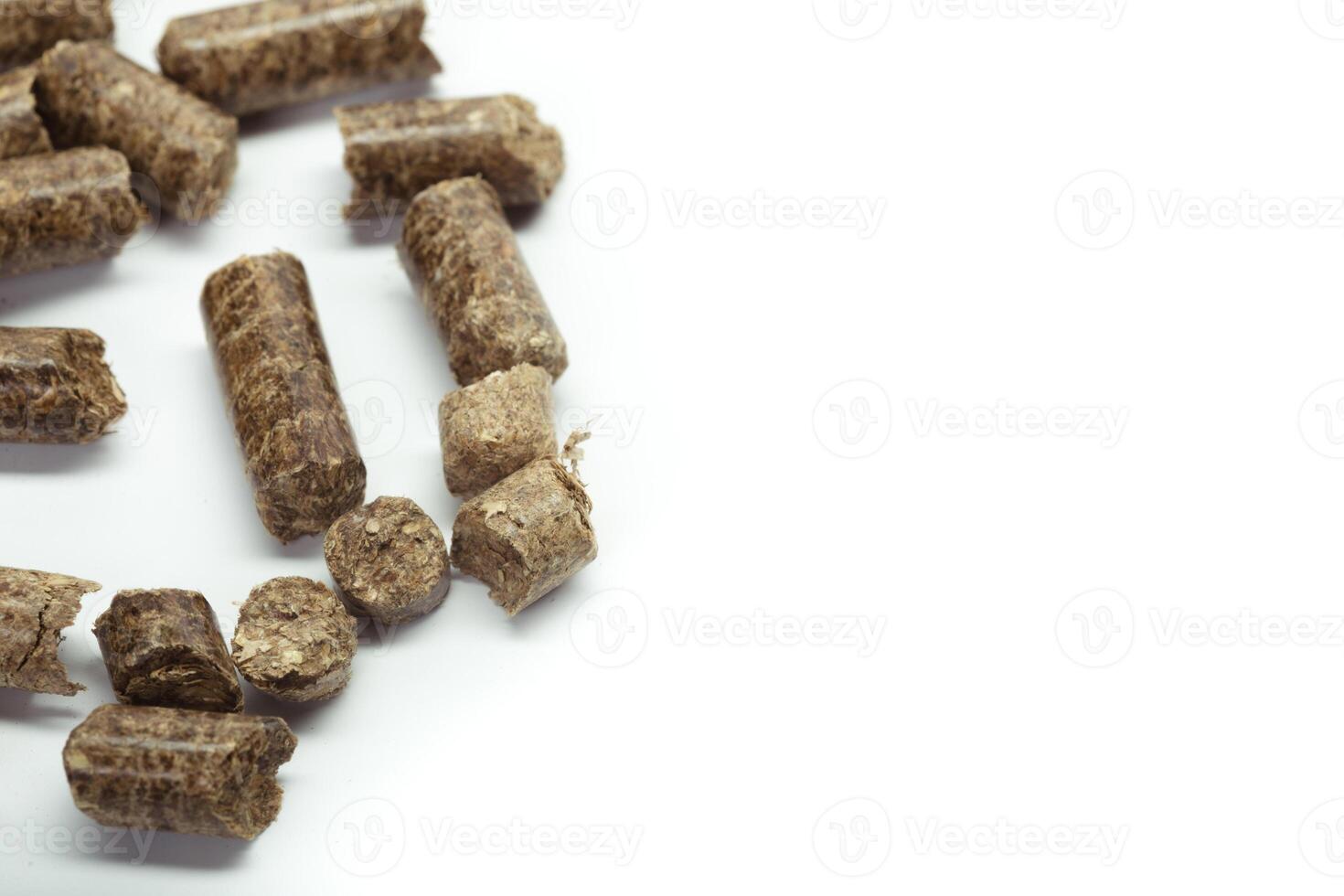 stack of wooden pellets for bio energy, white background, isolated photo