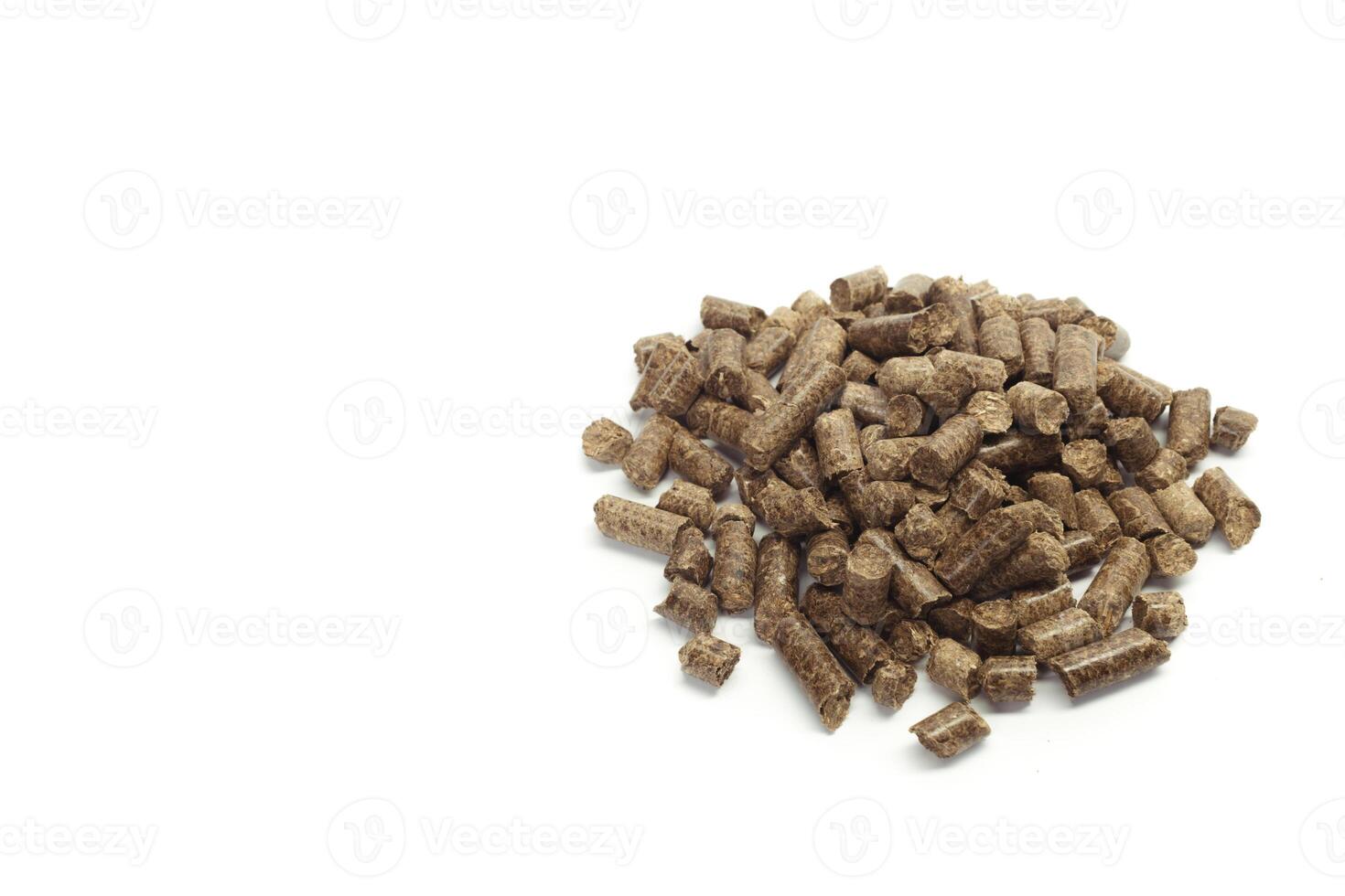stack of wooden pellets for bio energy, white background, isolated photo