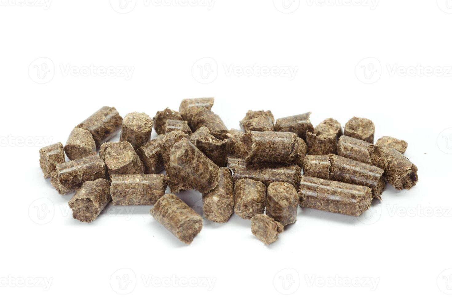 stack of wooden pellets for bio energy, white background, isolated photo