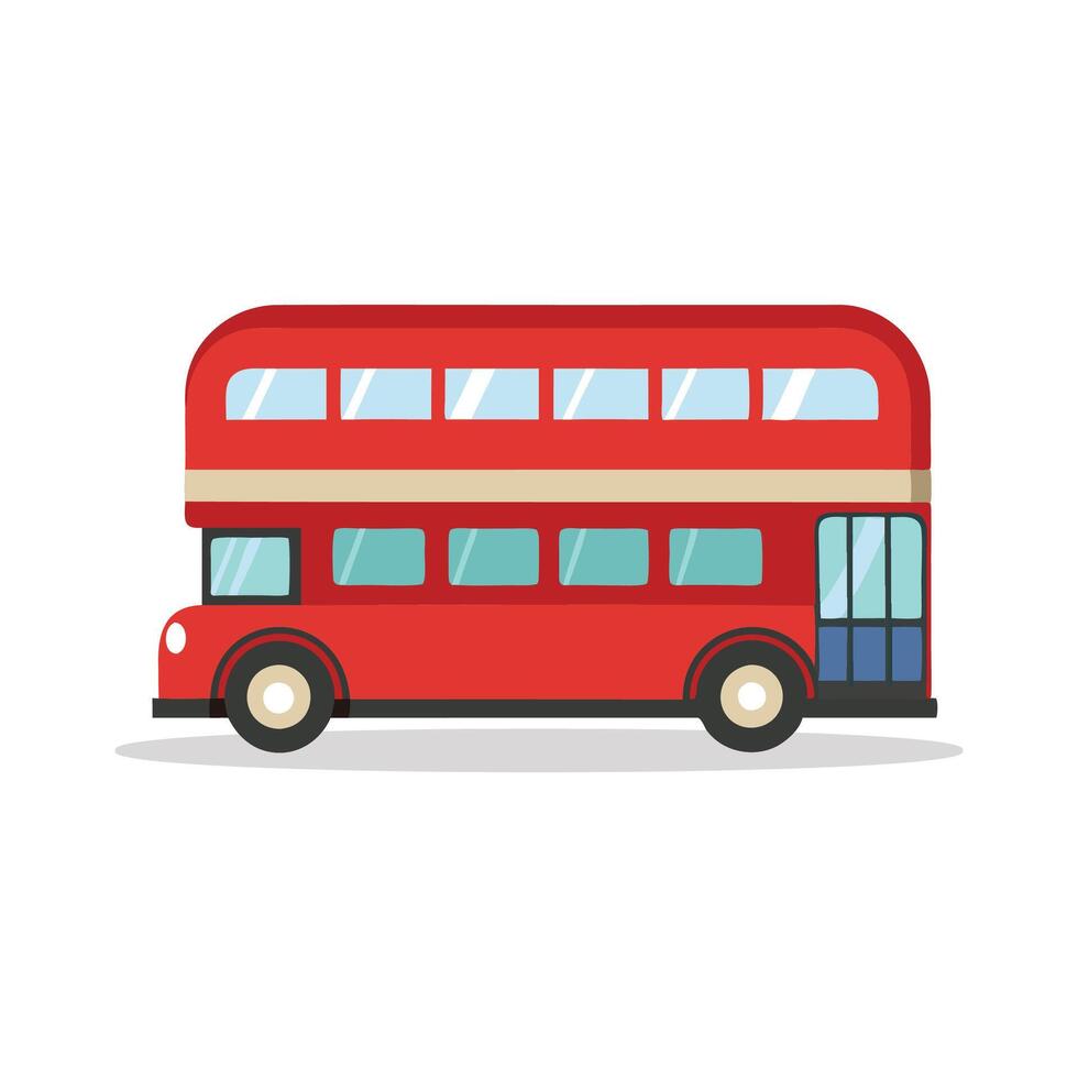 Double Decker Bus Transport isolated flat illustration on white background. vector
