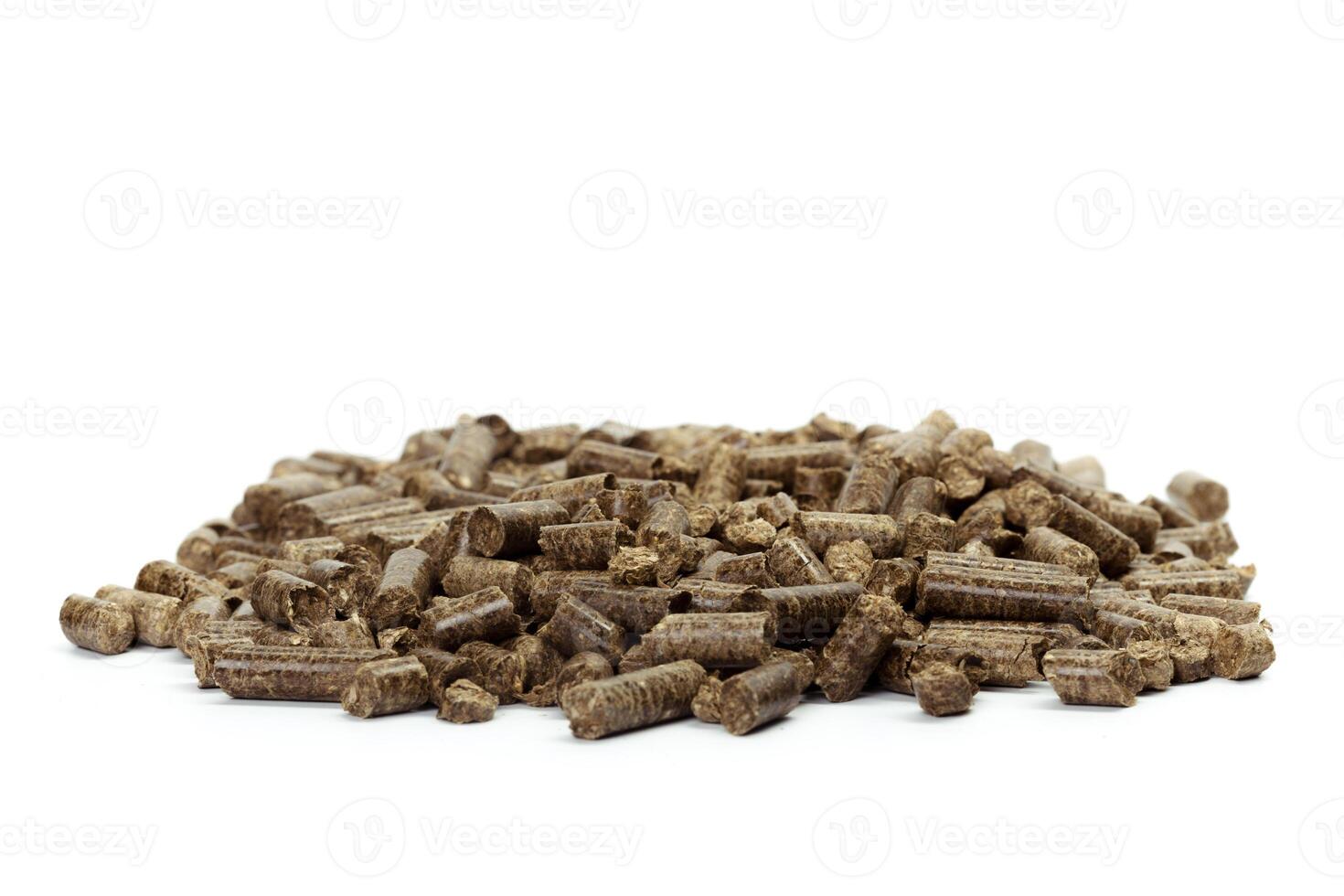 stack of wooden pellets for bio energy, white background, isolated photo