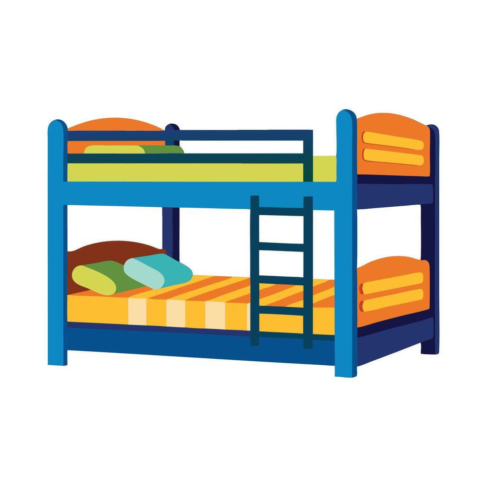 Bunk Bed Bedroom Furniture isolated flat illustration on white background vector