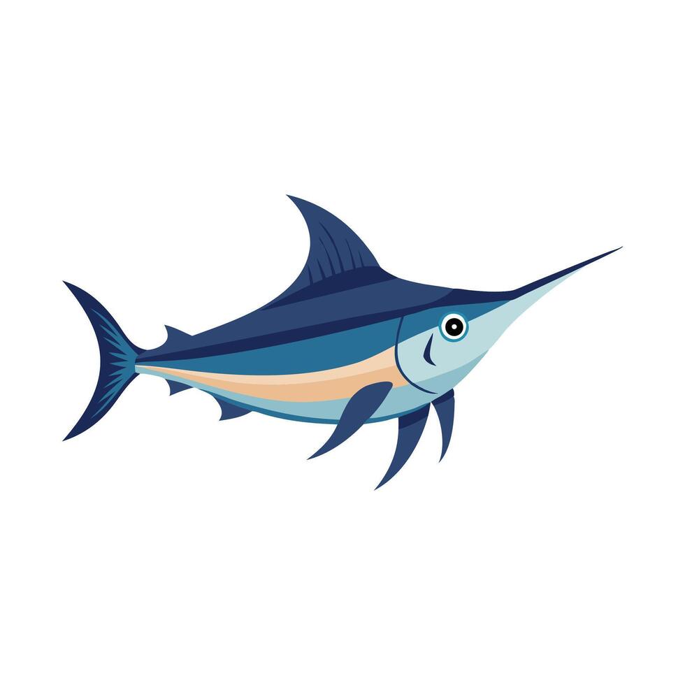 Swordfish animal isolated flat illustration on white background vector