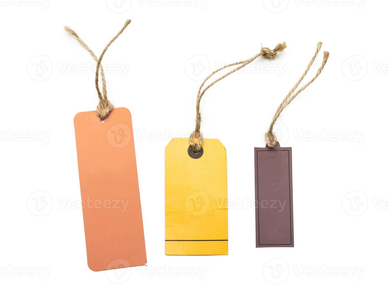 Empty shopping tag template. Isolated on white photo