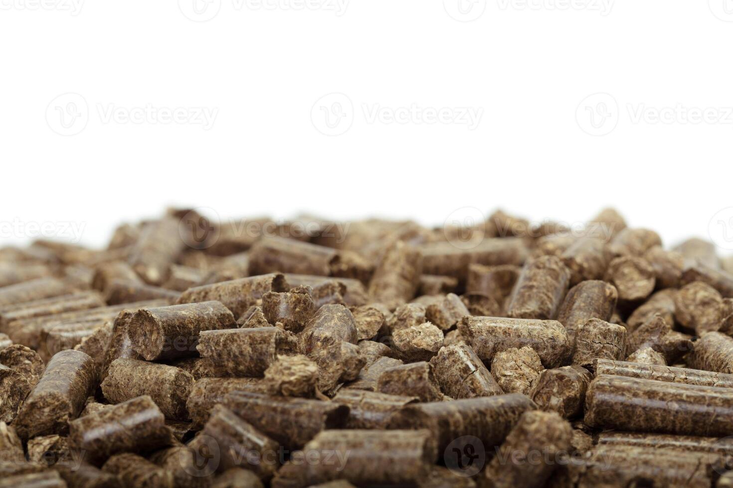 stack of wooden pellets for bio energy, white background, isolated photo