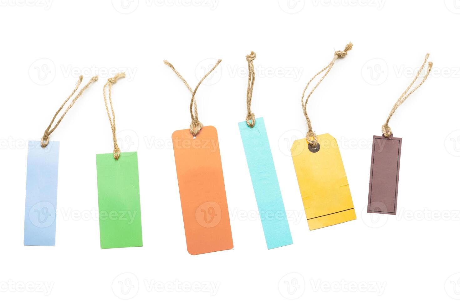 Empty shopping tag template. Isolated on white photo