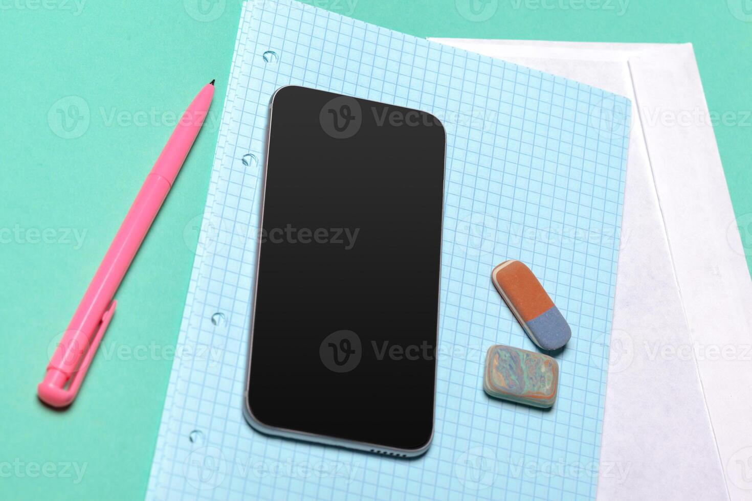 Black smartphone on the table photo