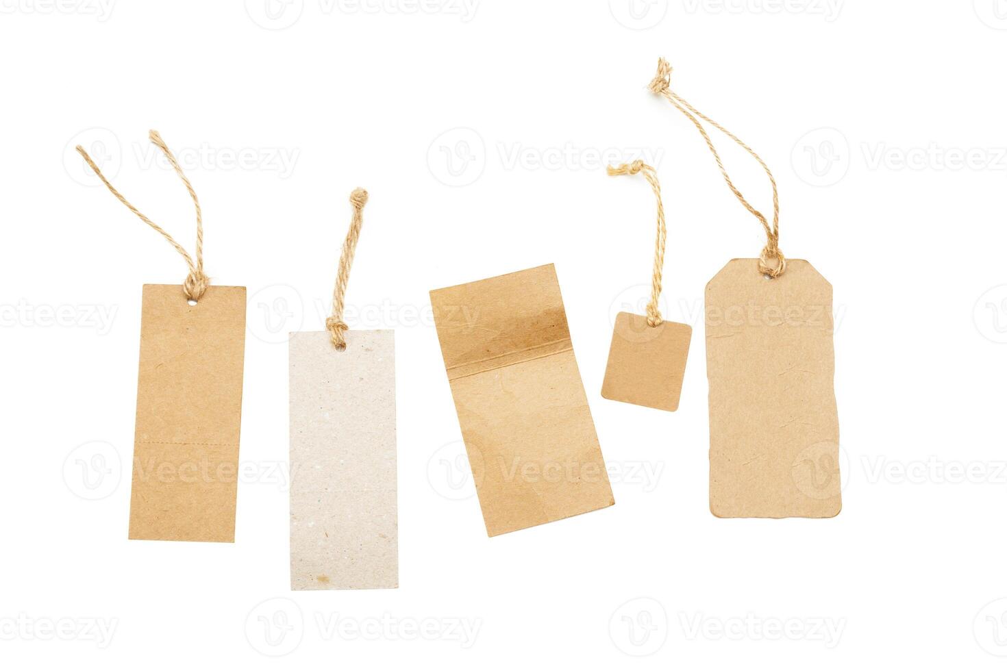 Empty shopping tag template. Isolated on white photo