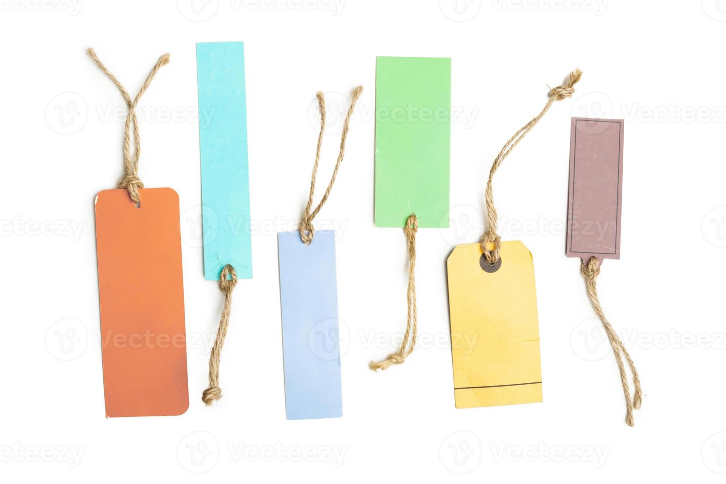 Empty shopping tag template. Isolated on white photo
