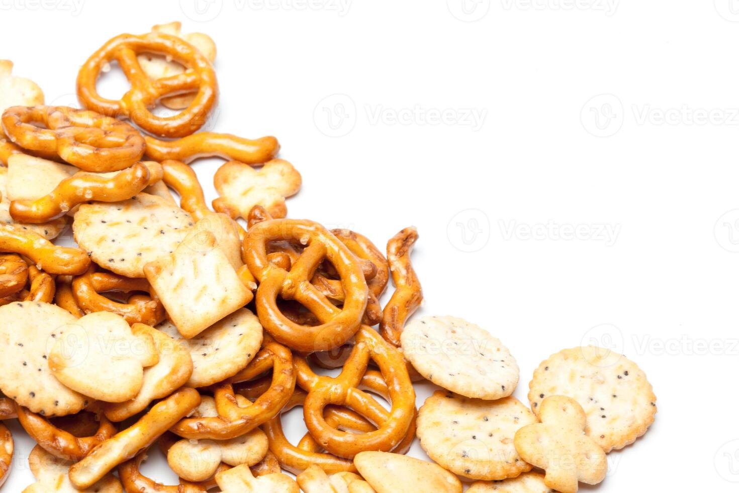 crackers on white background photo