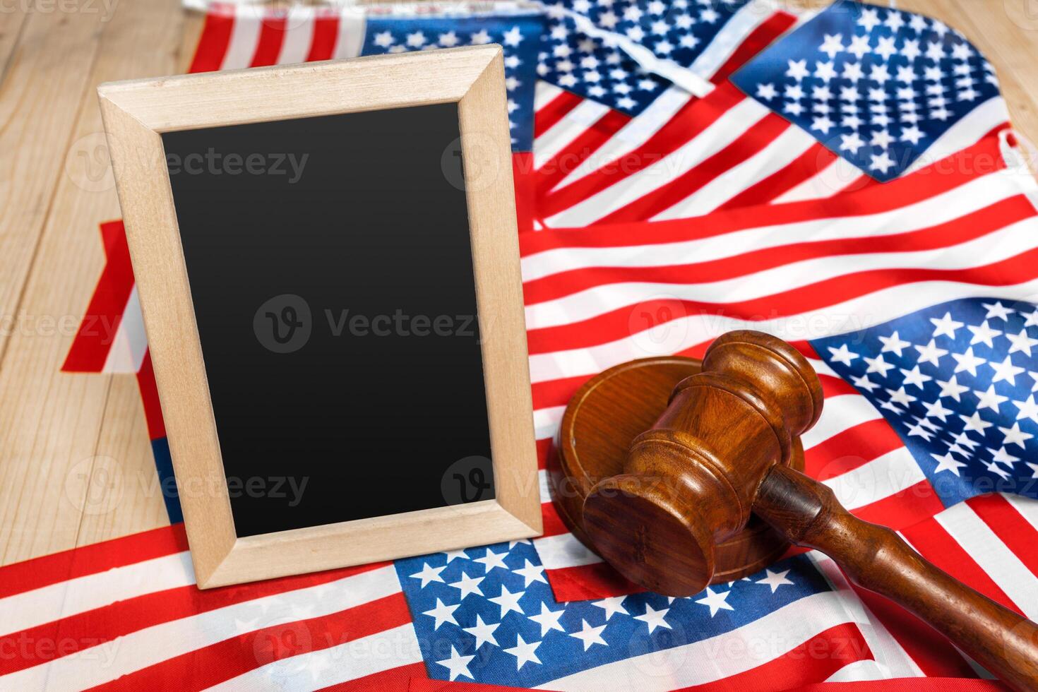 Gavel and USA flag photo