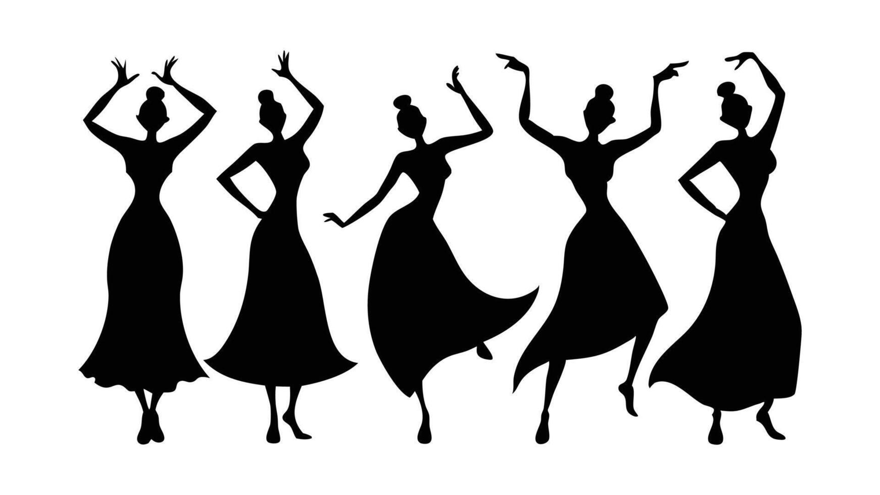 Matisse inspired Dancing women silhouettes set isolated flat illustration on white background. vector