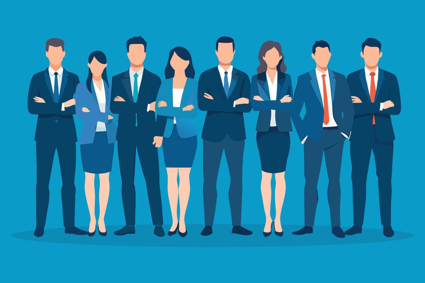 Group of multinational businesspeople. Wide angle visual for banners or advertisements flat illustration vector