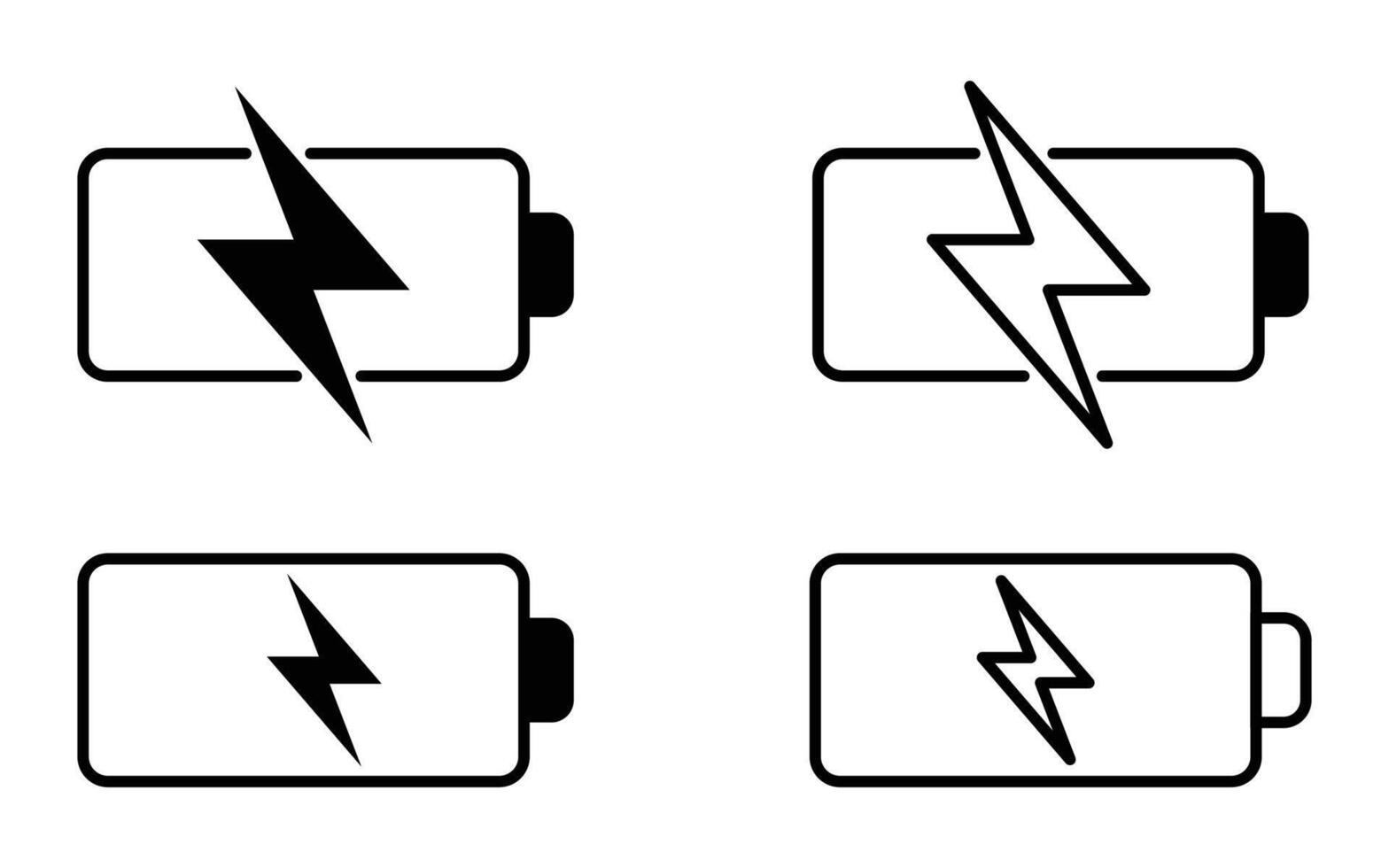 Battery icons set, black battery, charging battery icons. vector