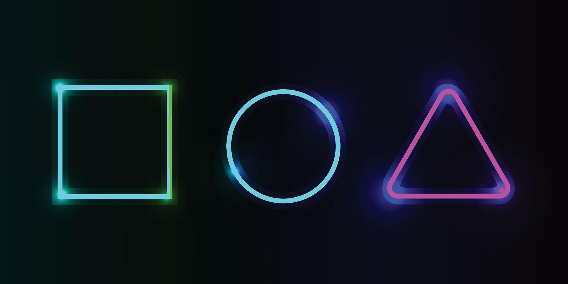 Collection of futuristic Hud light frame. Light glass blue frames square, rectangle, circle. Neon frame design. vector