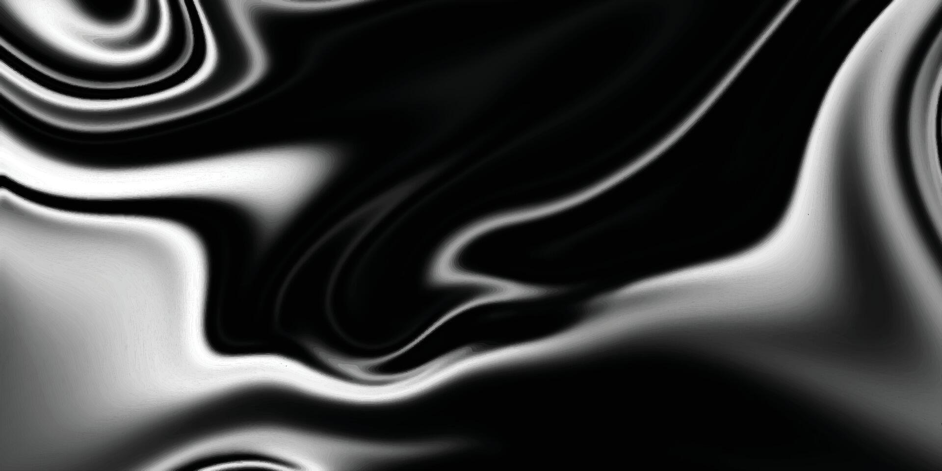 Dark liquid wave metal background. Metallic liquid surface. Silver liquify background. Black and white liquid background texture vector