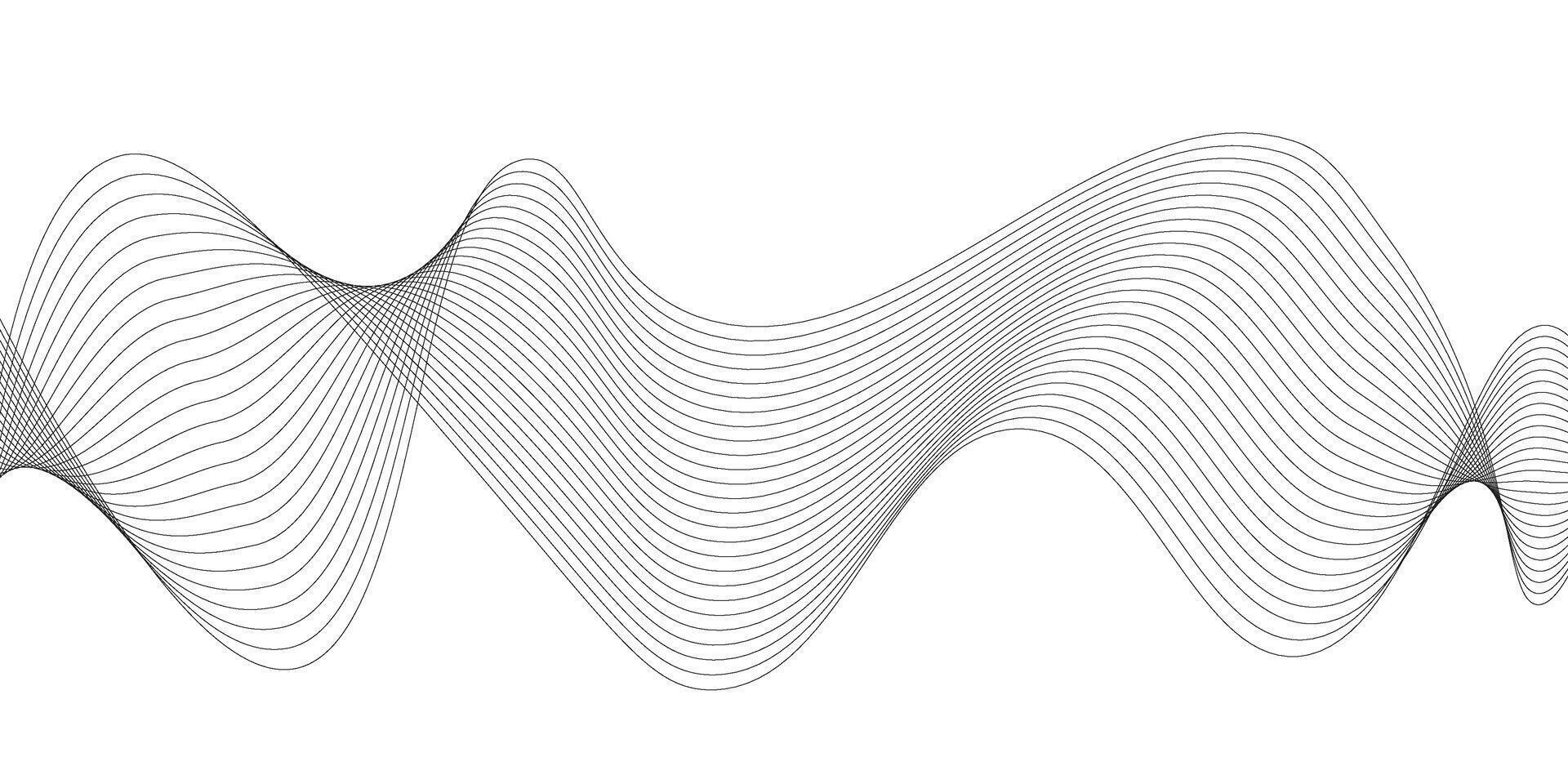 Black wave lines on white abstract background. vector