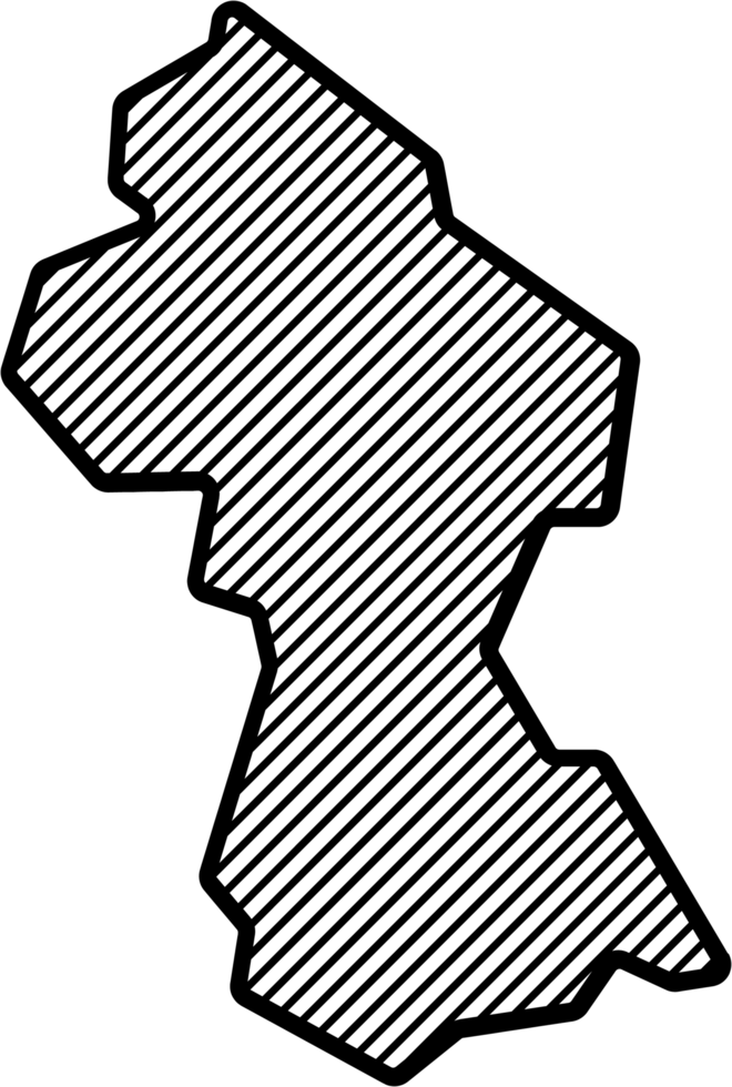 hatch line drawing of guyana map. png
