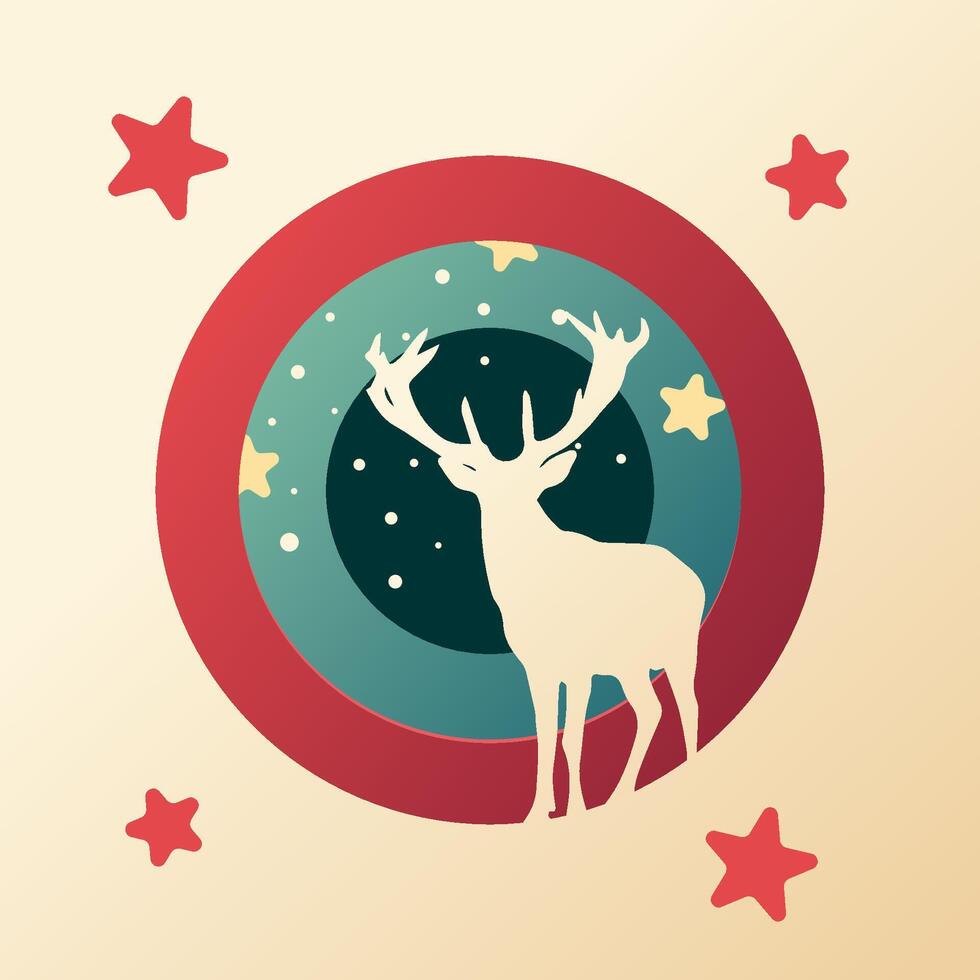 Deer in a Winter Paper Cut Out Style vector