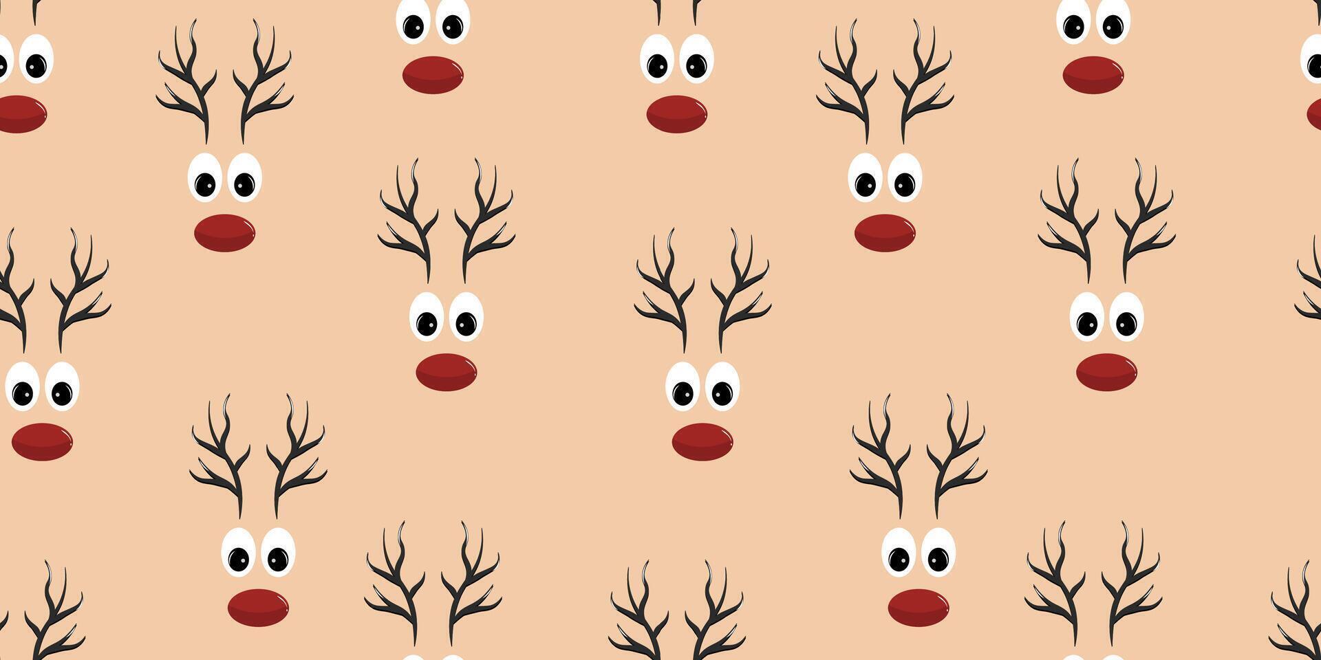 Seamless Pattern a Cute Reindeer Face vector