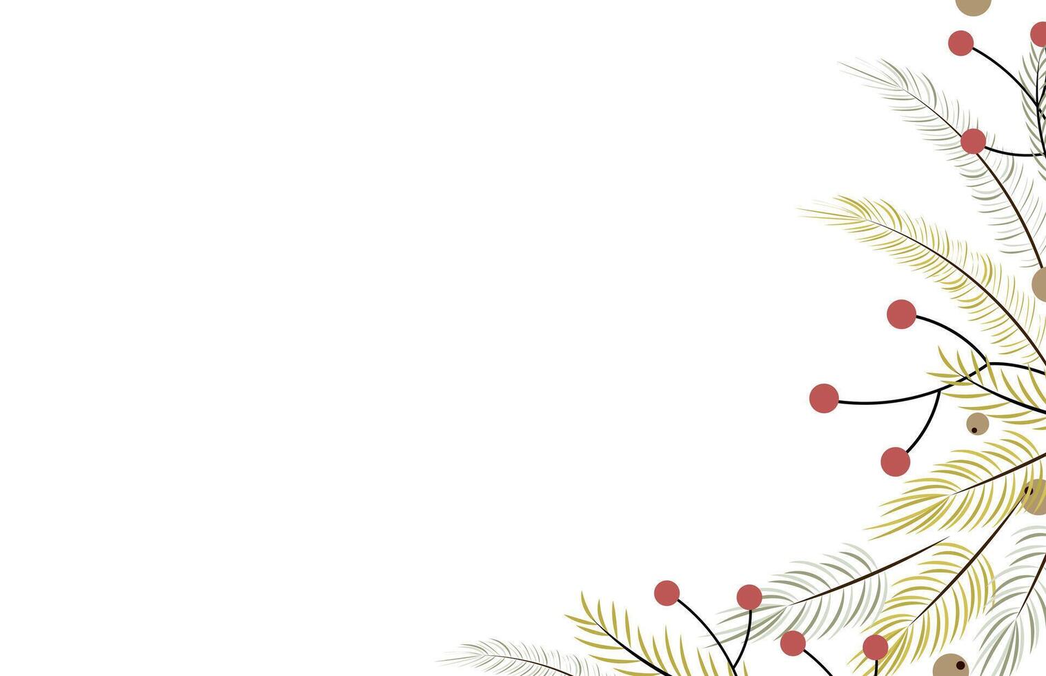 Winter background with fir branches, pine and berries. Holiday design, post template, social media. Poster, banner with place for text. illustration vector