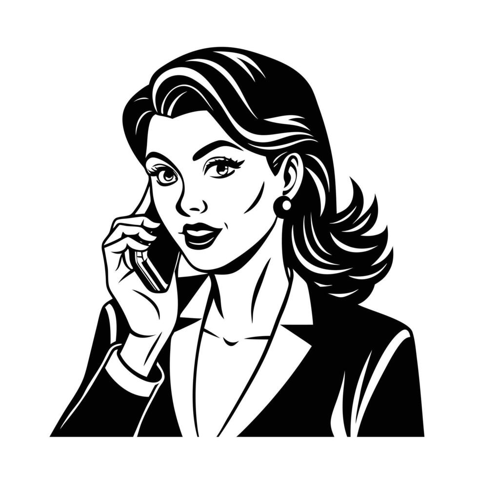 A Women is talking on a mobile phone vector