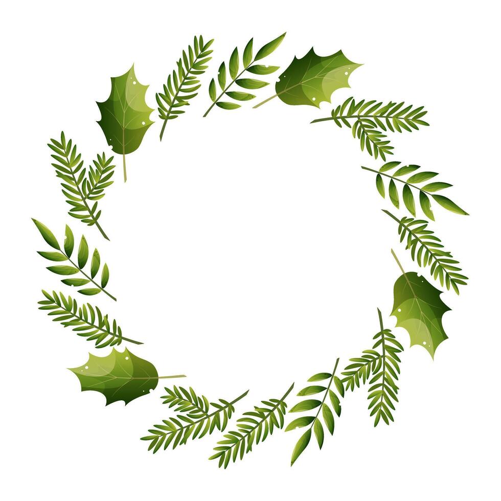 Winter Christmas wreath with holly, mistletoe, pine and fir branches. Design for Holidays invitation card, poster, banner, greeting card, postcard, packaging, print. vector