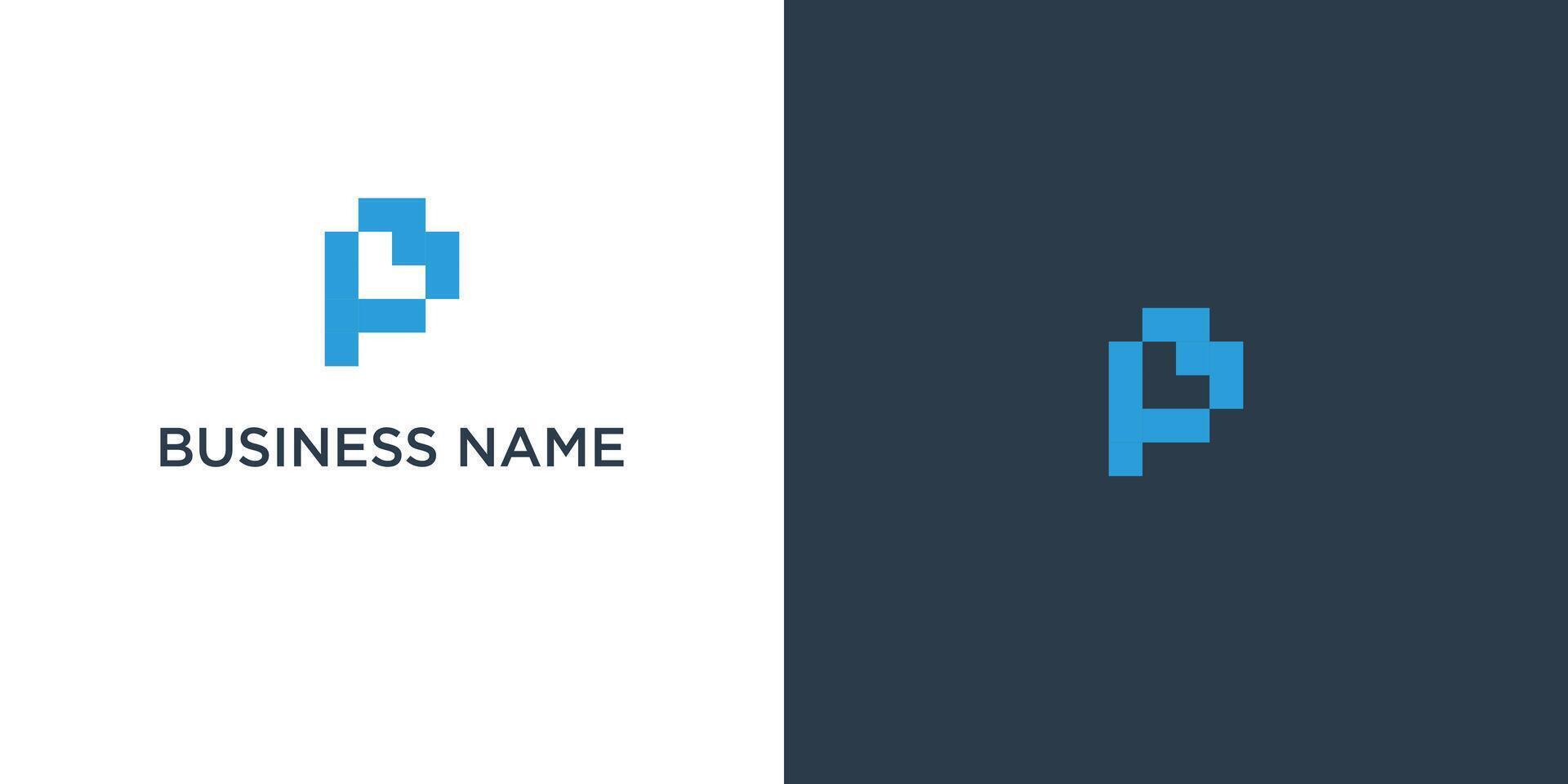 Letter P with tech modern logo design template vector